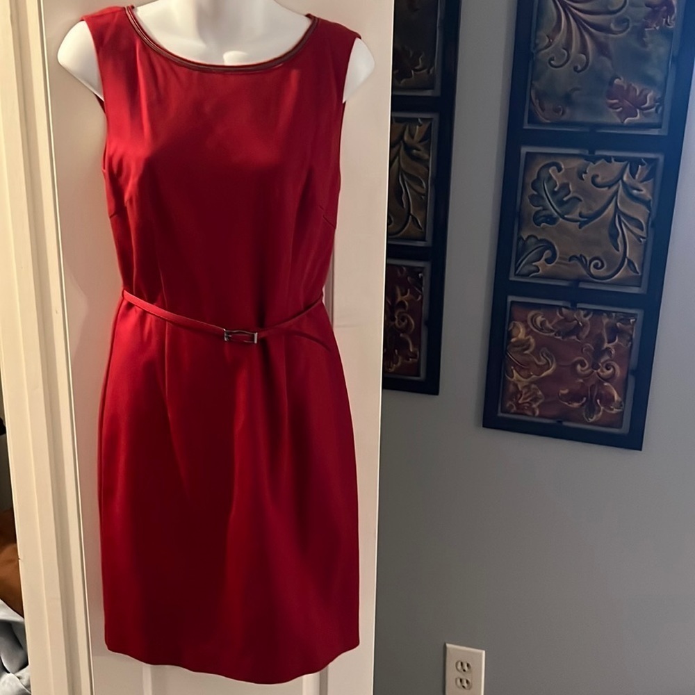 Trina Turk Trendy & Timeless Red Sleeveless Belted Dress